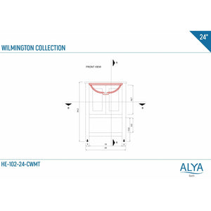 Alya Bath HE-102-24-W Wilmington 24 inch Vanity WHITE with No Top