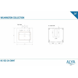 Alya Bath HE-102-24-W Wilmington 24 inch Vanity WHITE with No Top