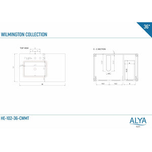 Alya Bath HE-102-36-G Wilmington 36 inch Vanity in GRAY with No Top