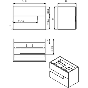 Lucena Bath 3069-04/white 32" Grey and White Vision Vanity