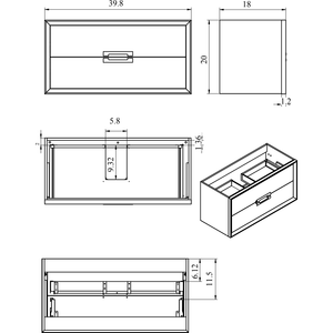 Lucena Bath 42661 40" Grey Décor Tirador Freestanding  Vanity