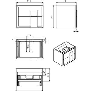 Lucena Bath 4304-01/black 24" White and Black Cristal Vanity