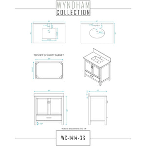 Wyndham Collection WCS141436SGYWCUNSM24 Sheffield 36 Inch Single Bathroom Vanity in Gray, White Cultured Marble Countertop, Undermount Square Sink, 24 Inch Mirror
