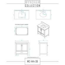 Load image into Gallery viewer, Wyndham Collection WCS141436SKGWCUNSMED Sheffield 36 Inch Single Bathroom Vanity in Dark Gray, White Cultured Marble Countertop, Undermount Square Sink, Medicine Cabinet