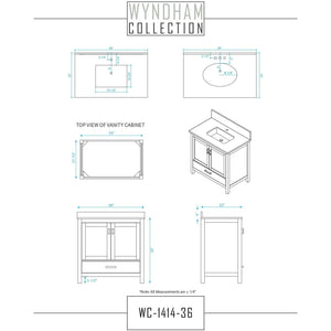 Wyndham Collection WCS141436SKGWCUNSMED Sheffield 36 Inch Single Bathroom Vanity in Dark Gray, White Cultured Marble Countertop, Undermount Square Sink, Medicine Cabinet