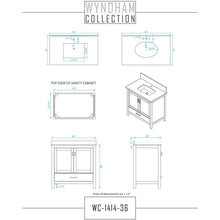Load image into Gallery viewer, Wyndham Collection WCS141436SWHWCUNSMED Sheffield 36 Inch Single Bathroom Vanity in White, White Cultured Marble Countertop, Undermount Square Sink, Medicine Cabinet