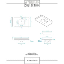 Load image into Gallery viewer, Wyndham Collection WCS141436SKGWCUNSMED Sheffield 36 Inch Single Bathroom Vanity in Dark Gray, White Cultured Marble Countertop, Undermount Square Sink, Medicine Cabinet