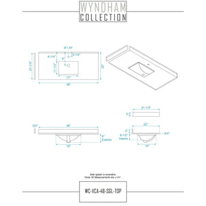 Wyndham Collection WCS141448SGYC2UNSMED Sheffield 48 Inch Single Bathroom Vanity in Gray, Carrara Cultured Marble Countertop, Undermount Square Sink, Medicine Cabinet