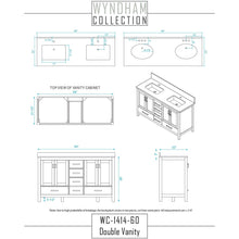 Load image into Gallery viewer, Wyndham Collection WCS141460DWHWCUNSMED Sheffield 60 Inch Double Bathroom Vanity in White, White Cultured Marble Countertop, Undermount Square Sinks, Medicine Cabinets