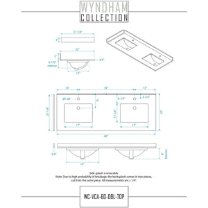 Wyndham Collection WCS141460DGYWCUNSMXX Sheffield 60 Inch Double Bathroom Vanity in Gray, White Cultured Marble Countertop, Undermount Square Sinks, No Mirror