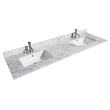 Load image into Gallery viewer, Wyndham Collection WCS141472DKGCMUNSM24 Sheffield 72 Inch Double Bathroom Vanity in Dark Gray, White Carrara Marble Countertop, Undermount Square Sinks, and 24 Inch Mirrors
