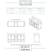 Load image into Gallery viewer, Wyndham Collection WCS141472DESWCUNSMXX Sheffield 72 Inch Double Bathroom Vanity in Espresso, White Cultured Marble Countertop, Undermount Square Sinks, No Mirror