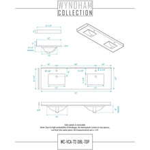 Load image into Gallery viewer, Wyndham Collection WCS141472DESWCUNSM70 Sheffield 72 Inch Double Bathroom Vanity in Espresso, White Cultured Marble Countertop, Undermount Square Sinks, 70 Inch Mirror