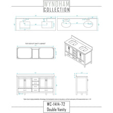 Load image into Gallery viewer, Wyndham Collection WCS141472DESCMUNOMXX Sheffield 72 Inch Double Bathroom Vanity in Espresso, White Carrara Marble Countertop, Undermount Oval Sinks, and No Mirror