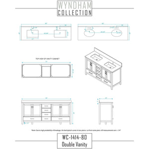 Wyndham Collection WCS141480DESC2UNSM70 Sheffield 80 Inch Double Bathroom Vanity in Espresso, Carrara Cultured Marble Countertop, Undermount Square Sinks, 70 Inch Mirror