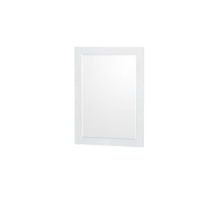 Wyndham Collection WCS141436SWHWCUNSM24 Sheffield 36 Inch Single Bathroom Vanity in White, White Cultured Marble Countertop, Undermount Square Sink, 24 Inch Mirror