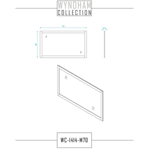 Wyndham Collection WCS141472DWHCMUS3M70 Sheffield 72 Inch Double Bathroom Vanity in White, White Carrara Marble Countertop, Undermount 3-Hole Square Sinks, 70 Inch Mirror
