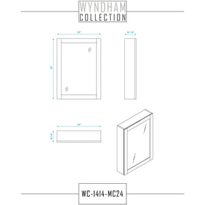 Wyndham Collection WCS141436SKGWCUNSMED Sheffield 36 Inch Single Bathroom Vanity in Dark Gray, White Cultured Marble Countertop, Undermount Square Sink, Medicine Cabinet