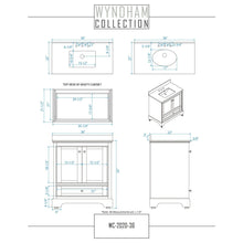 Load image into Gallery viewer, Wyndham Collection WCS202036SWGCMUNOMXX Deborah 36 Inch Single Bathroom Vanity in White, White Carrara Marble Countertop, Undermount Oval Sink, Brushed Gold Trim, No Mirror