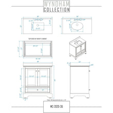 Load image into Gallery viewer, Wyndham Collection WCS202036SWGCXSXXMED Deborah 36 Inch Single Bathroom Vanity in White, No Countertop, No Sink, Brushed Gold Trim, Medicine Cabinet