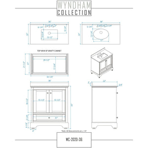 Wyndham Collection WCS202036SWGCXSXXMED Deborah 36 Inch Single Bathroom Vanity in White, No Countertop, No Sink, Brushed Gold Trim, Medicine Cabinet