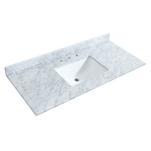 Load image into Gallery viewer, Wyndham Collection WCS202048SWGCMUNSMXX Deborah 48 Inch Single Bathroom Vanity in White, White Carrara Marble Countertop, Undermount Square Sink, Brushed Gold Trim, No Mirror