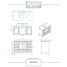 Load image into Gallery viewer, Wyndham Collection WCS202048SWGWCUNSMED Deborah 48 Inch Single Bathroom Vanity in White, White Cultured Marble Countertop, Undermount Square Sink, Brushed Gold Trim, Medicine Cabinet