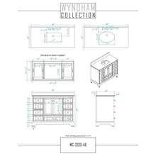 Load image into Gallery viewer, Wyndham Collection WCS202048SWGCMUNOM46 Deborah 48 Inch Single Bathroom Vanity in White, White Carrara Marble Countertop, Undermount Oval Sink, Brushed Gold Trim, 46 Inch Mirror