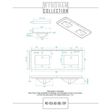 Load image into Gallery viewer, Wyndham Collection WCS202060DWGWCUNSM58 Deborah 60 Inch Double Bathroom Vanity in White, White Cultured Marble Countertop, Undermount Square Sinks, Brushed Gold Trim, 58 Inch Mirror