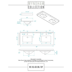 Wyndham Collection WCS202060DWGWCUNSM58 Deborah 60 Inch Double Bathroom Vanity in White, White Cultured Marble Countertop, Undermount Square Sinks, Brushed Gold Trim, 58 Inch Mirror