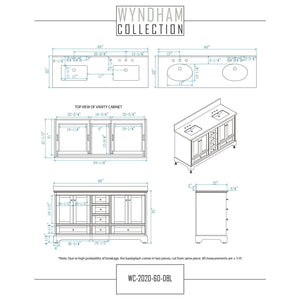 Wyndham Collection WCS202060DWGCMUNSM58 Deborah 60 Inch Double Bathroom Vanity in White, White Carrara Marble Countertop, Undermount Square Sinks, Brushed Gold Trim, 58 Inch Mirror