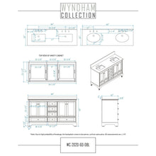 Load image into Gallery viewer, Wyndham Collection WCS202060DWGCMUNSMXX Deborah 60 Inch Double Bathroom Vanity in White, White Carrara Marble Countertop, Undermount Square Sinks, Brushed Gold Trim, No Mirror
