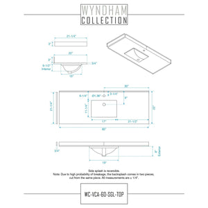 Wyndham Collection WCS202060SWGWCUNSMXX Deborah 60 Inch Single Bathroom Vanity in White, White Cultured Marble Countertop, Undermount Square Sink, Brushed Gold Trim, No Mirror