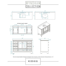 Load image into Gallery viewer, Wyndham Collection WCS202060SWGCMUNSM58 Deborah 60 Inch Single Bathroom Vanity in White, White Carrara Marble Countertop, Undermount Square Sink, Brushed Gold Trim, 58 Inch Mirror