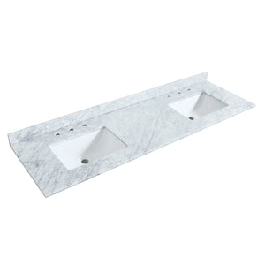 Wyndham Collection WCS202072DWGCMUNSMXX Deborah 72 Inch Double Bathroom Vanity in White, White Carrara Marble Countertop, Undermount Square Sinks, Brushed Gold Trim, No Mirrors
