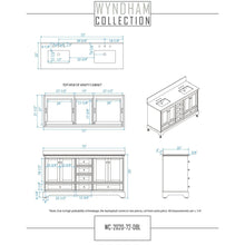 Load image into Gallery viewer, Wyndham Collection WCS202072DWHWCUNSM24 Deborah 72 Inch Double Bathroom Vanity in White, White Cultured Marble Countertop, Undermount Square Sinks, 24 Inch Mirrors