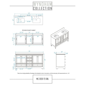 Wyndham Collection WCS202072DWGWCUNSMED Deborah 72 Inch Double Bathroom Vanity in White, White Cultured Marble Countertop, Undermount Square Sinks, Brushed Gold Trim, Medicine Cabinets