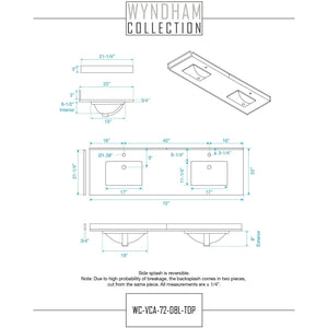 Wyndham Collection WCS202072DDEC2UNSM24 Deborah 72 Inch Double Bathroom Vanity in Dark Espresso, Light-Vein Carrara Cultured Marble Countertop, Undermount Square Sinks, 24 Inch Mirrors