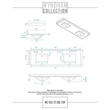 Load image into Gallery viewer, Wyndham Collection WCS202072DWGWCUNSMXX Deborah 72 Inch Double Bathroom Vanity in White, White Cultured Marble Countertop, Undermount Square Sinks, Brushed Gold Trim, No Mirrors