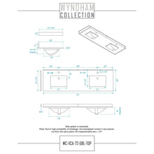Load image into Gallery viewer, Wyndham Collection WCS202072DWGWCUNSMED Deborah 72 Inch Double Bathroom Vanity in White, White Cultured Marble Countertop, Undermount Square Sinks, Brushed Gold Trim, Medicine Cabinets
