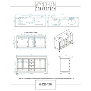 Wyndham Collection WCS202072DWGCMUNSMED Deborah 72 Inch Double Bathroom Vanity in White, White Carrara Marble Countertop, Undermount Square Sinks, Brushed Gold Trim, Medicine Cabinets