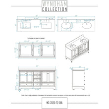 Load image into Gallery viewer, Wyndham Collection WCS202072DWGCXSXXMXX Deborah 72 Inch Double Bathroom Vanity in White, No Countertop, No Sinks, Brushed Gold Trim, No Mirrors