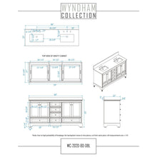 Load image into Gallery viewer, Wyndham Collection WCS202080DWGC2UNSMXX Deborah 80 Inch Double Bathroom Vanity in White, Carrara Cultured Marble Countertop, Undermount Square Sinks, Brushed Gold Trim, No Mirrors
