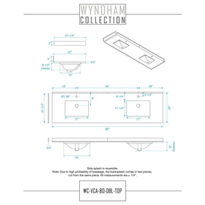 Wyndham Collection WCS202080DWGC2UNSMXX Deborah 80 Inch Double Bathroom Vanity in White, Carrara Cultured Marble Countertop, Undermount Square Sinks, Brushed Gold Trim, No Mirrors