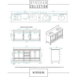 Wyndham Collection WCS202080DKGCMUNSM70 Deborah 80 Inch Double Bathroom Vanity in Dark Gray, White Carrara Marble Countertop, Undermount Square Sinks, and 70 Inch Mirror