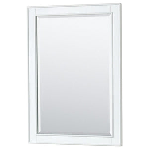 Wyndham Collection WCS202036SWGC2UNSM24 Deborah 36 Inch Single Bathroom Vanity in White, Carrara Cultured Marble Countertop, Undermount Square Sink, Brushed Gold Trim, 24 Inch Mirror
