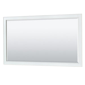 Wyndham Collection WCS202060DWGCMUNSM58 Deborah 60 Inch Double Bathroom Vanity in White, White Carrara Marble Countertop, Undermount Square Sinks, Brushed Gold Trim, 58 Inch Mirror