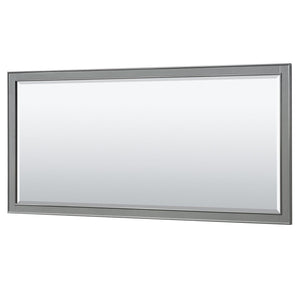 Wyndham Collection WCS202080DKGCMUNSM70 Deborah 80 Inch Double Bathroom Vanity in Dark Gray, White Carrara Marble Countertop, Undermount Square Sinks, and 70 Inch Mirror