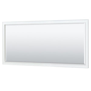 Wyndham Collection WCS202080DWHCMUNSM70 Deborah 80 Inch Double Bathroom Vanity in White, White Carrara Marble Countertop, Undermount Square Sinks, and 70 Inch Mirror