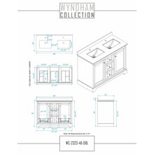 Load image into Gallery viewer, Wyndham Collection WCV232348DWGWCUNSM46 Avery 48 Inch Double Bathroom Vanity in White, White Cultured Marble Countertop, Undermount Square Sinks, 46 Inch Mirror, Brushed Gold Trim